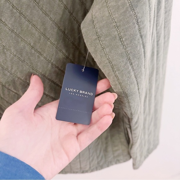 Lucky Brand Olive Quilted Jacket Button Up Bomber Pockets Green NWT - Picture 4 of 10